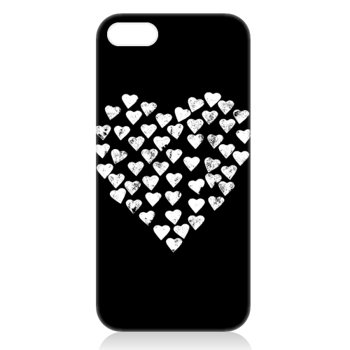 Hearts Heart Black - unique phone case by Emeline Tate