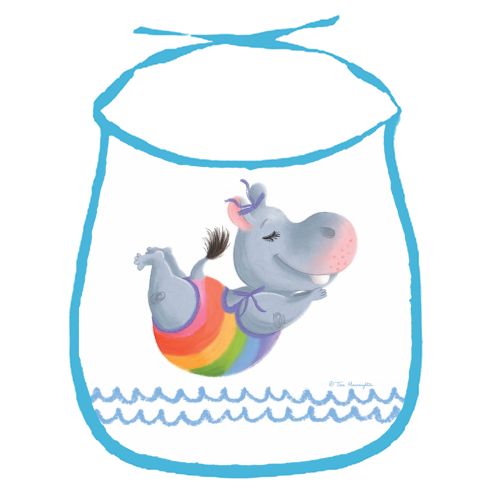 Little Rainbow Hippo Happiness - funny baby bib by Tina Macnaughton