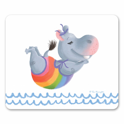 Little Rainbow Hippo Happiness - funny mouse mat by Tina Macnaughton