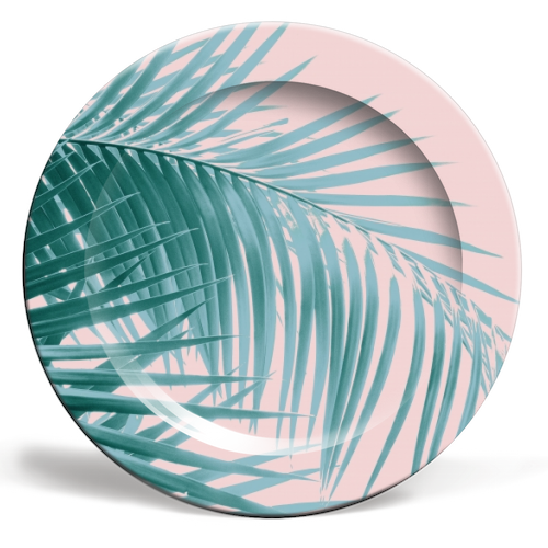Palm Leaves Blush Summer Vibes #3 #tropical #decor #art - ceramic dinner plate by Anita Bella Jantz