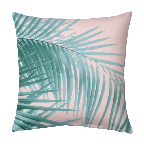 Palm Leaves Blush Summer Vibes #3 #tropical #decor #art - designed cushion by Anita Bella Jantz