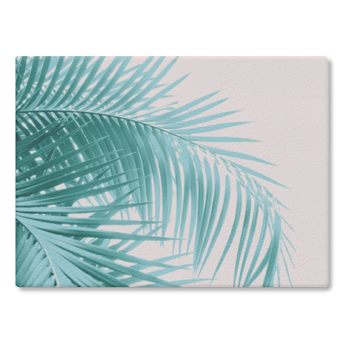 Palm Leaves Blush Summer Vibes #3 #tropical #decor #art - glass chopping board by Anita Bella Jantz