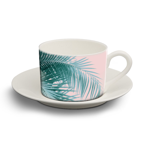 Palm Leaves Blush Summer Vibes #3 #tropical #decor #art - personalised cup and saucer by Anita Bella Jantz