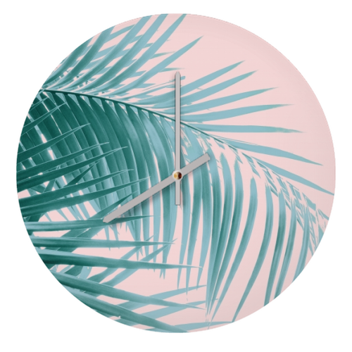 Palm Leaves Blush Summer Vibes #3 #tropical #decor #art - quirky wall clock by Anita Bella Jantz