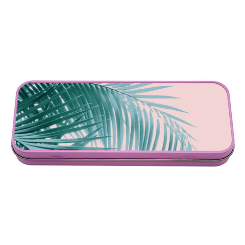 Palm Leaves Blush Summer Vibes #3 #tropical #decor #art - tin pencil case by Anita Bella Jantz
