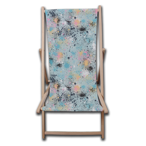 Ink Splatter Blue Pink - canvas deck chair by Ninola Design
