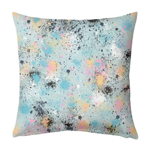 Ink Splatter Blue Pink - designed cushion by Ninola Design