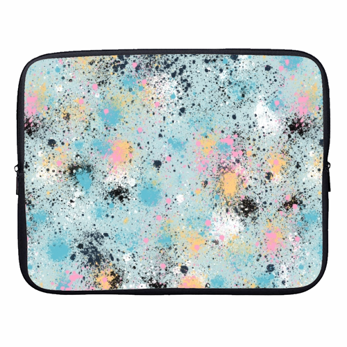 Ink Splatter Blue Pink - designer laptop sleeve by Ninola Design