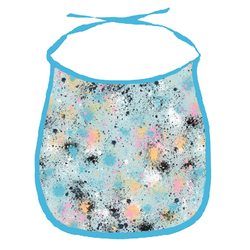 Ink Splatter Blue Pink - funny baby bib by Ninola Design