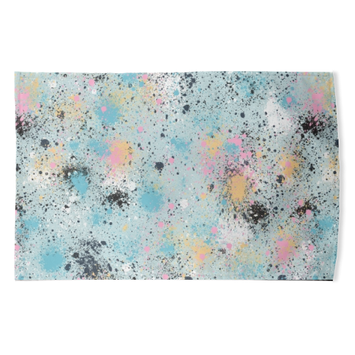 Ink Splatter Blue Pink - funny tea towel by Ninola Design