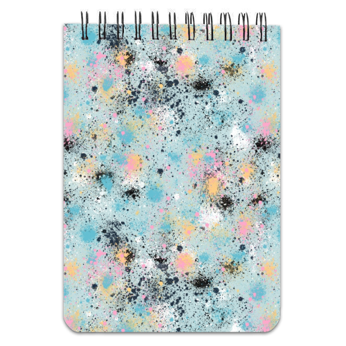 Ink Splatter Blue Pink - personalised A4, A5, A6 notebook by Ninola Design