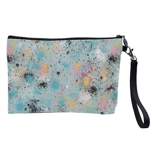 Ink Splatter Blue Pink - pretty makeup bag by Ninola Design