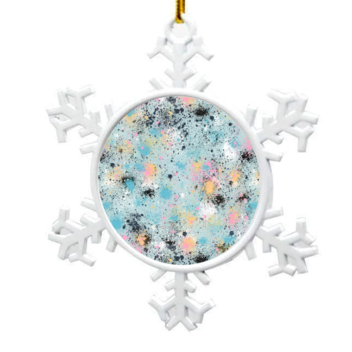 Ink Splatter Blue Pink - snowflake decoration by Ninola Design
