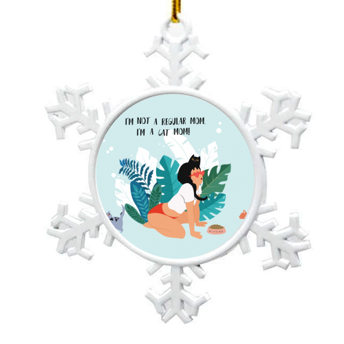Proud Cat Mom - snowflake decoration by Fatpings_studio