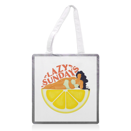 Lazy Sundays - printed tote bag by Fatpings_studio