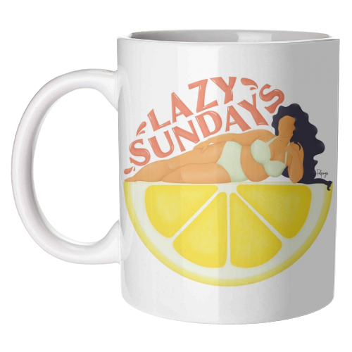 Lazy Sundays - unique mug by Fatpings_studio