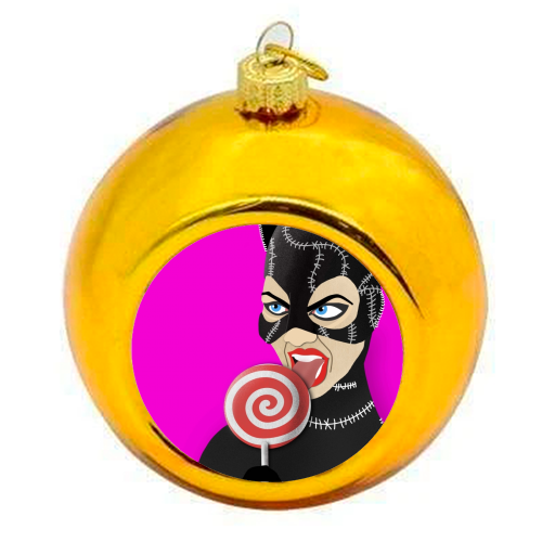 catwoman - colourful christmas bauble by ainsley wilson