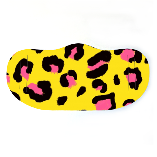 Leopard print yellow and pink - face cover mask by Cheryl Boland