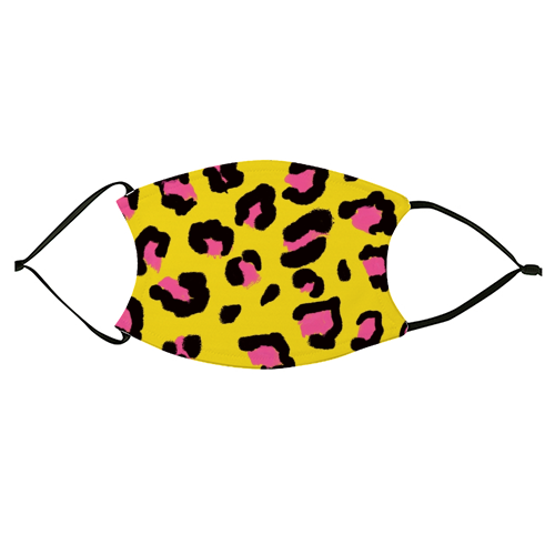 Leopard print yellow and pink - face cover mask by Cheryl Boland