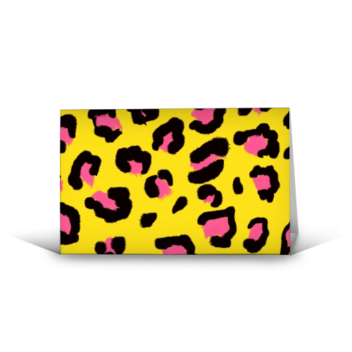 Leopard print yellow and pink - funny greeting card by Cheryl Boland