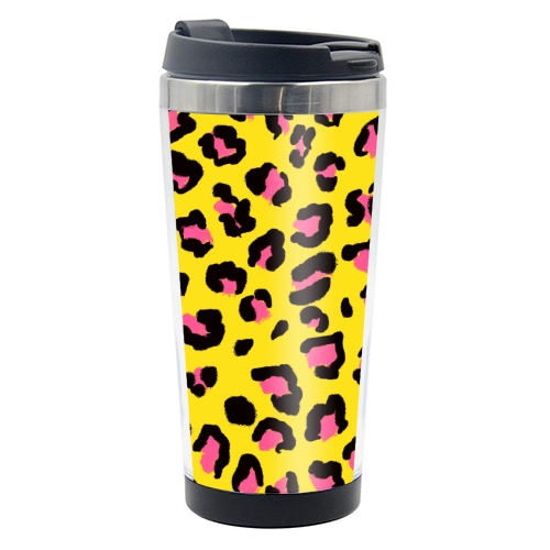 Leopard print yellow and pink - photo water bottle by Cheryl Boland