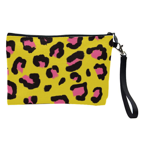 Leopard print yellow and pink - pretty makeup bag by Cheryl Boland