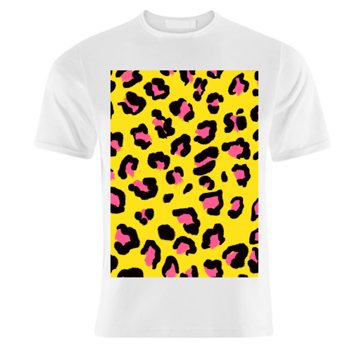 Leopard print yellow and pink - unique t shirt by Cheryl Boland