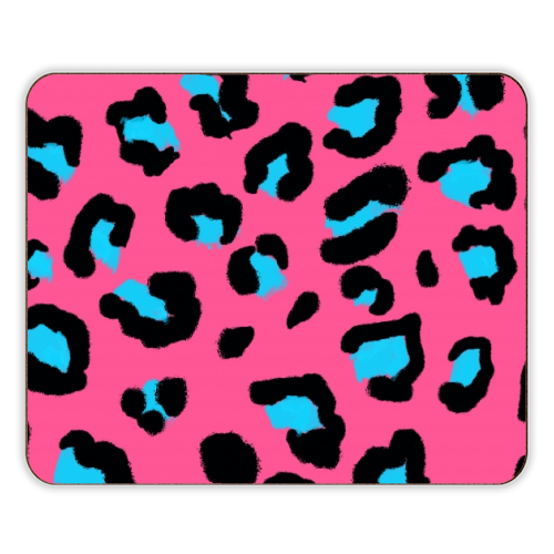 Leopard print pink and blue - designer placemat by Cheryl Boland