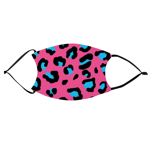 Leopard print pink and blue - face cover mask by Cheryl Boland