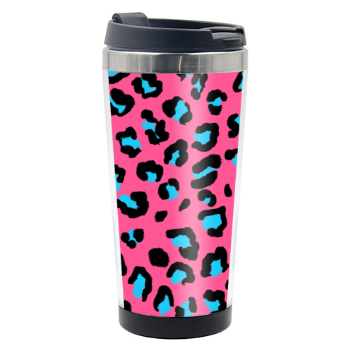Leopard print pink and blue - photo water bottle by Cheryl Boland