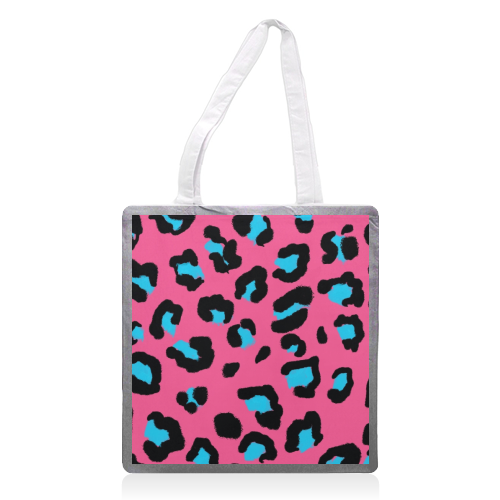 Leopard print pink and blue - printed tote bag by Cheryl Boland