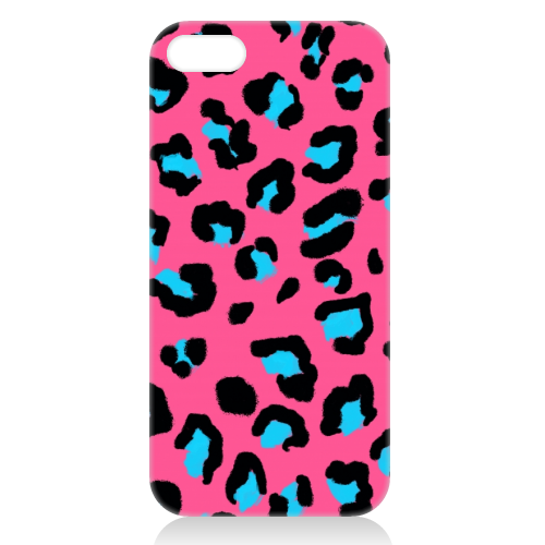 Leopard print pink and blue - unique phone case by Cheryl Boland