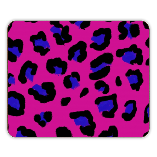 Leopard print magenta and navy - designer placemat by Cheryl Boland