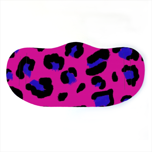 Leopard print magenta and navy - face cover mask by Cheryl Boland