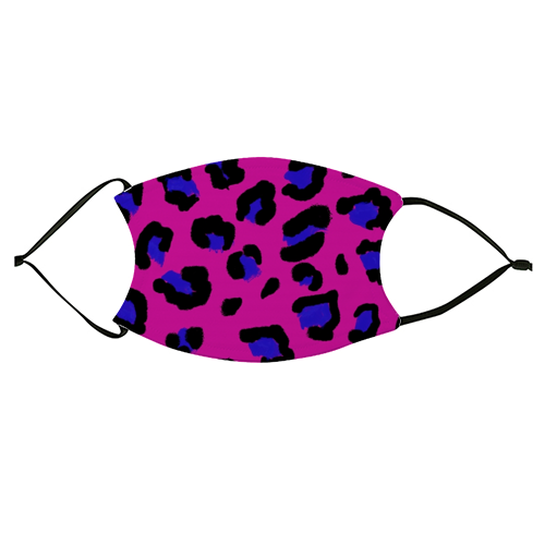 Leopard print magenta and navy - face cover mask by Cheryl Boland
