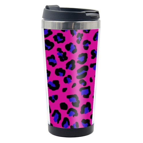 Leopard print magenta and navy - photo water bottle by Cheryl Boland