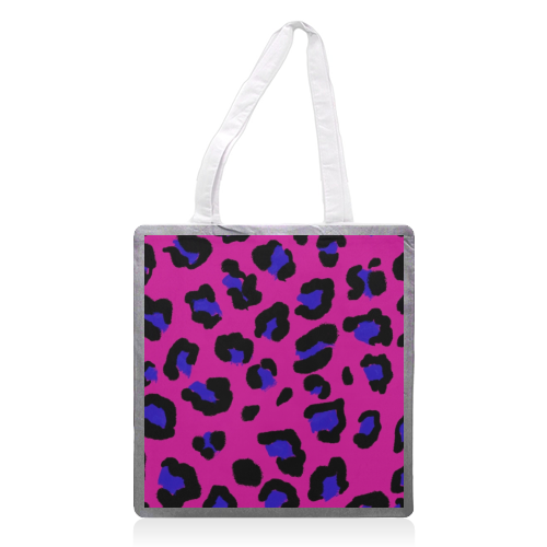 Leopard print magenta and navy - printed tote bag by Cheryl Boland