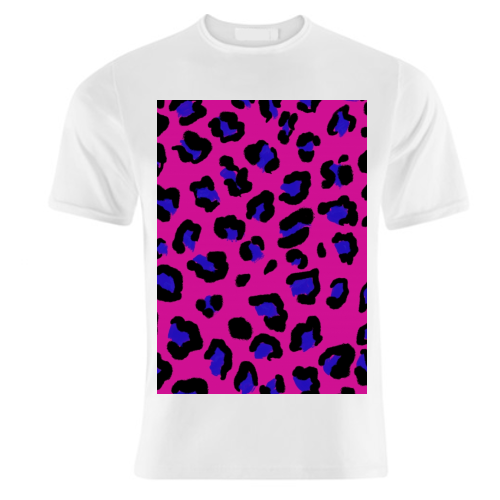 Leopard print magenta and navy - unique t shirt by Cheryl Boland
