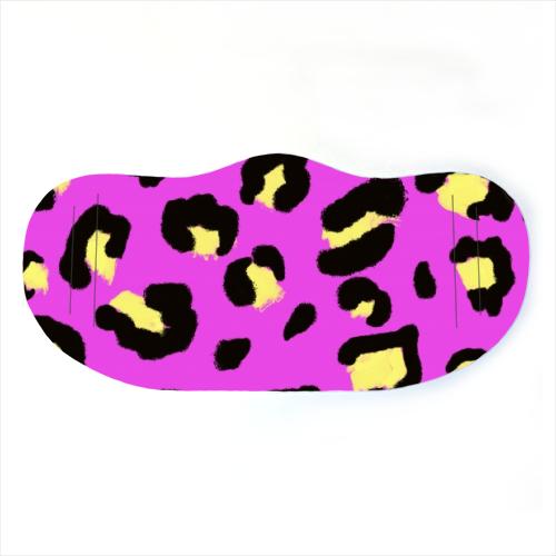 Leopard print magenta and yellow - face cover mask by Cheryl Boland