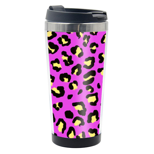 Leopard print magenta and yellow - photo water bottle by Cheryl Boland