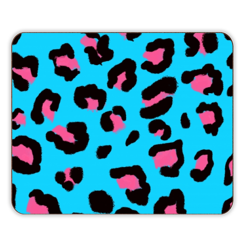 Leopard print blue and pink - designer placemat by Cheryl Boland