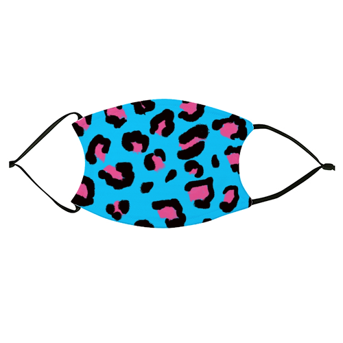 Leopard print blue and pink - face cover mask by Cheryl Boland