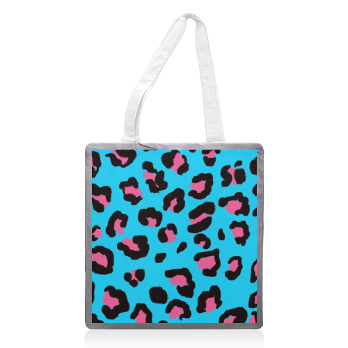 Leopard print blue and pink - printed tote bag by Cheryl Boland