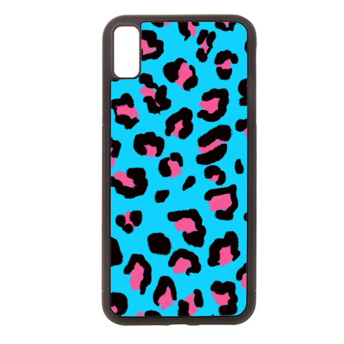 Leopard print blue and pink - Stylish phone case by Cheryl Boland
