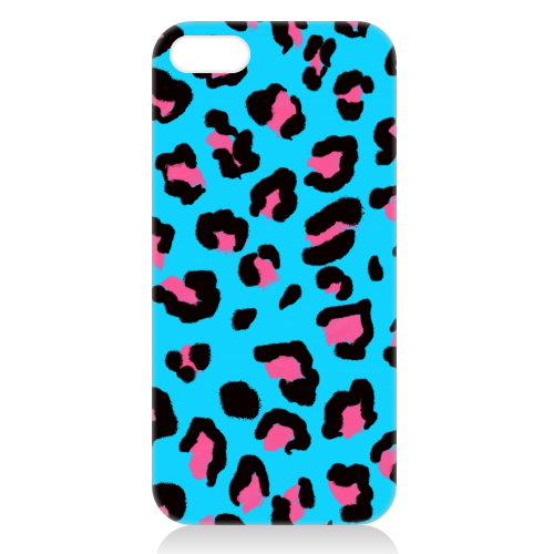 Leopard print blue and pink - unique phone case by Cheryl Boland