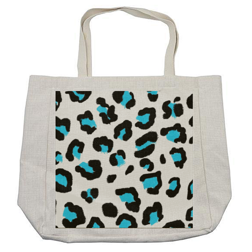Blue Leopard print - cool beach bag by Cheryl Boland