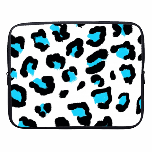 Blue Leopard print - designer laptop sleeve by Cheryl Boland