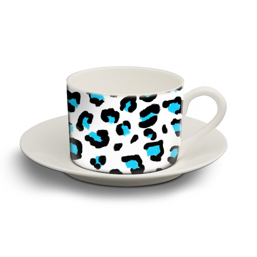 Blue Leopard print - personalised cup and saucer by Cheryl Boland