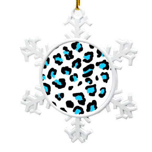 Blue Leopard print - snowflake decoration by Cheryl Boland