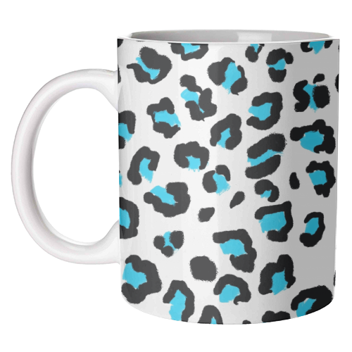 Blue Leopard print - unique mug by Cheryl Boland
